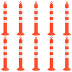 Traffic Control Bollards 10 Pcs With Chain 75 Cm Pe