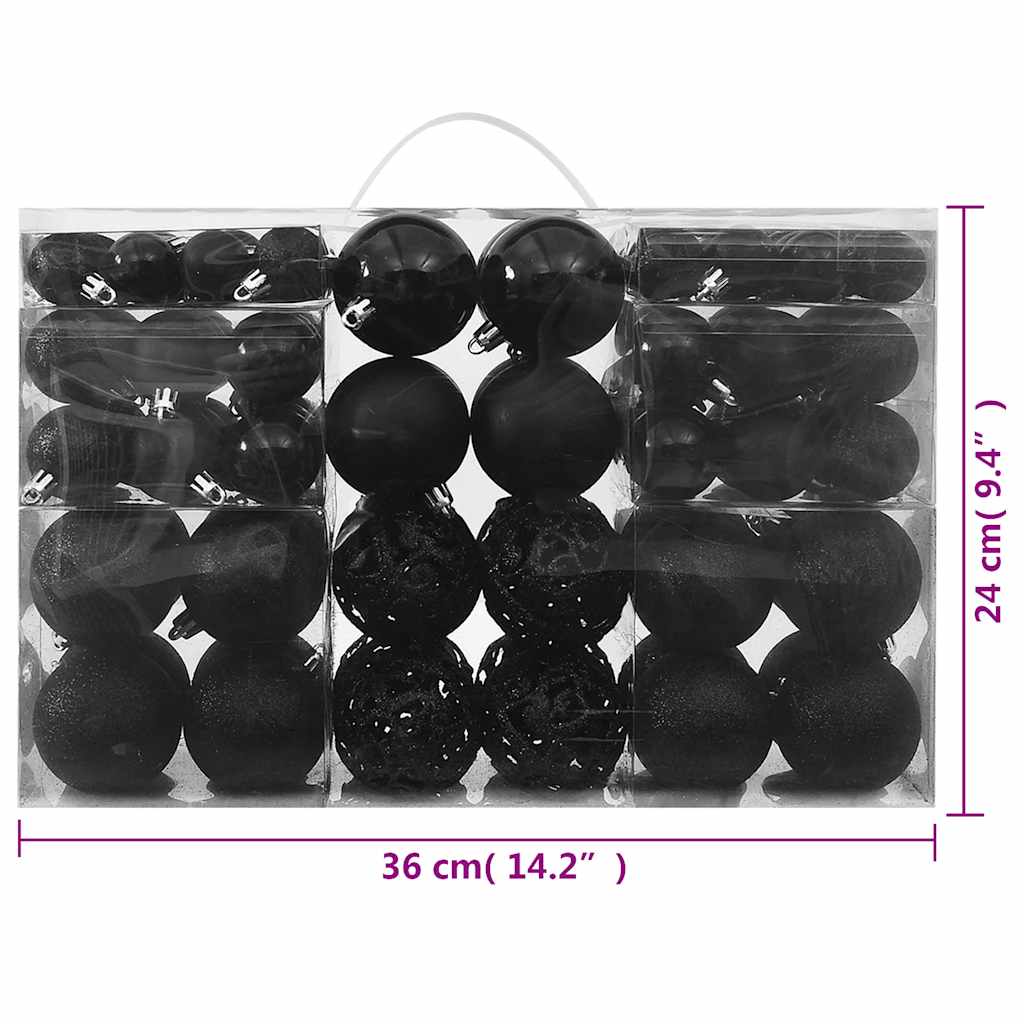 100 Piece Christmas Ball Set Black
