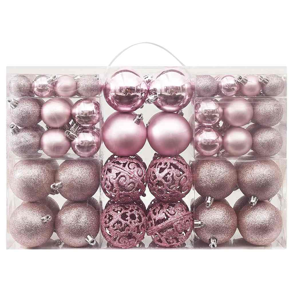 100 Piece Christmas Ball Set Pink