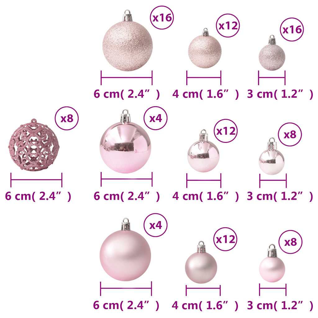 100 Piece Christmas Ball Set Pink