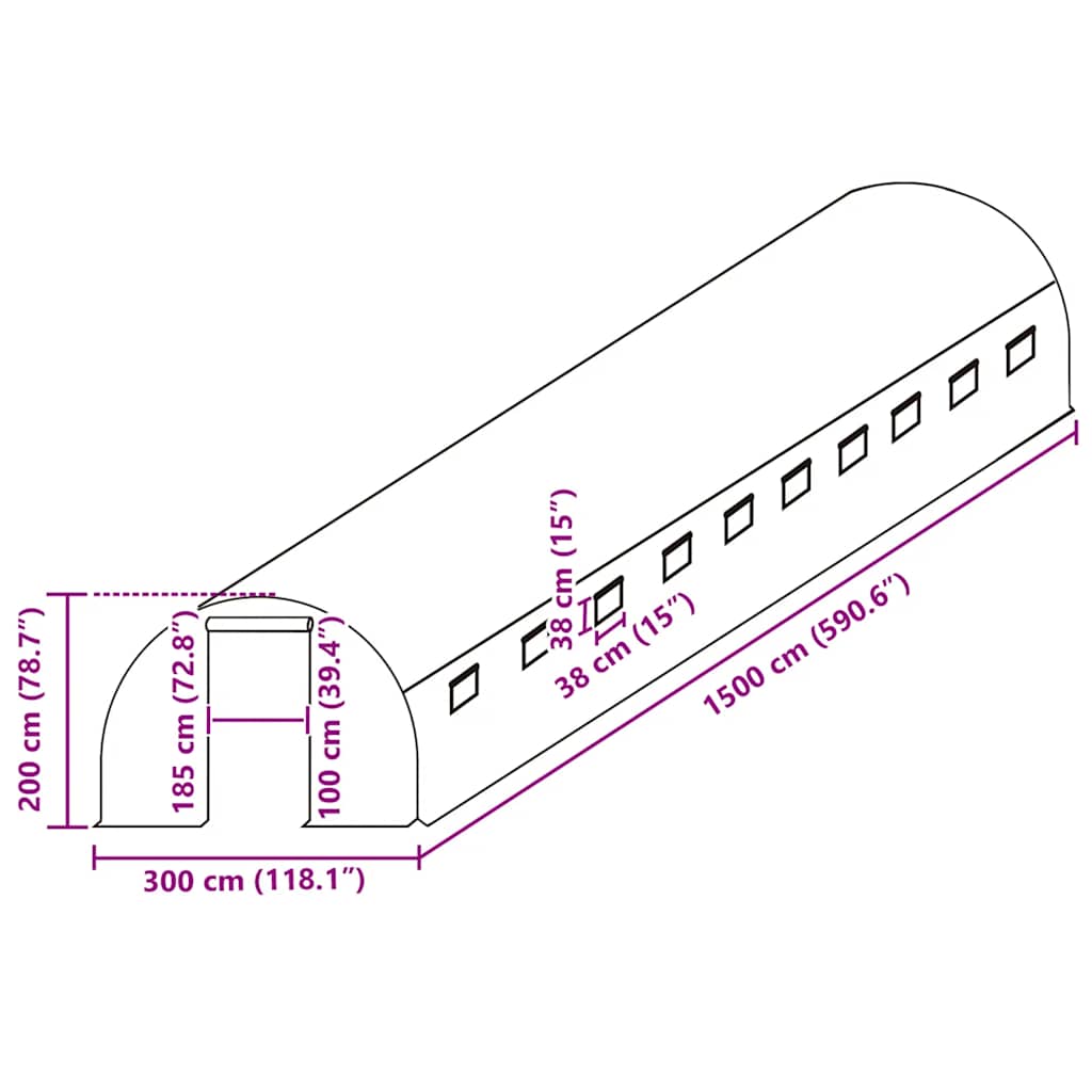 Greenhouse Replacement Cover (45 m²) 300x1500x200 cm Green