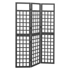 3-Panel Room Divider/Trellis Solid Fir Wood Black 121x180 cm