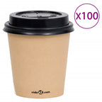 Coffee Paper Cups With Lids 100 Pcs