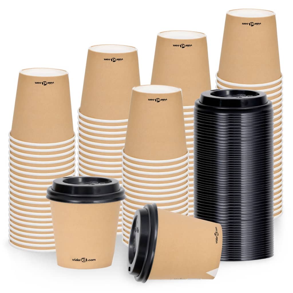 Coffee Paper Cups With Lids 100 Pcs