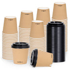 Coffee Paper Cups With Lids 100 Pcs