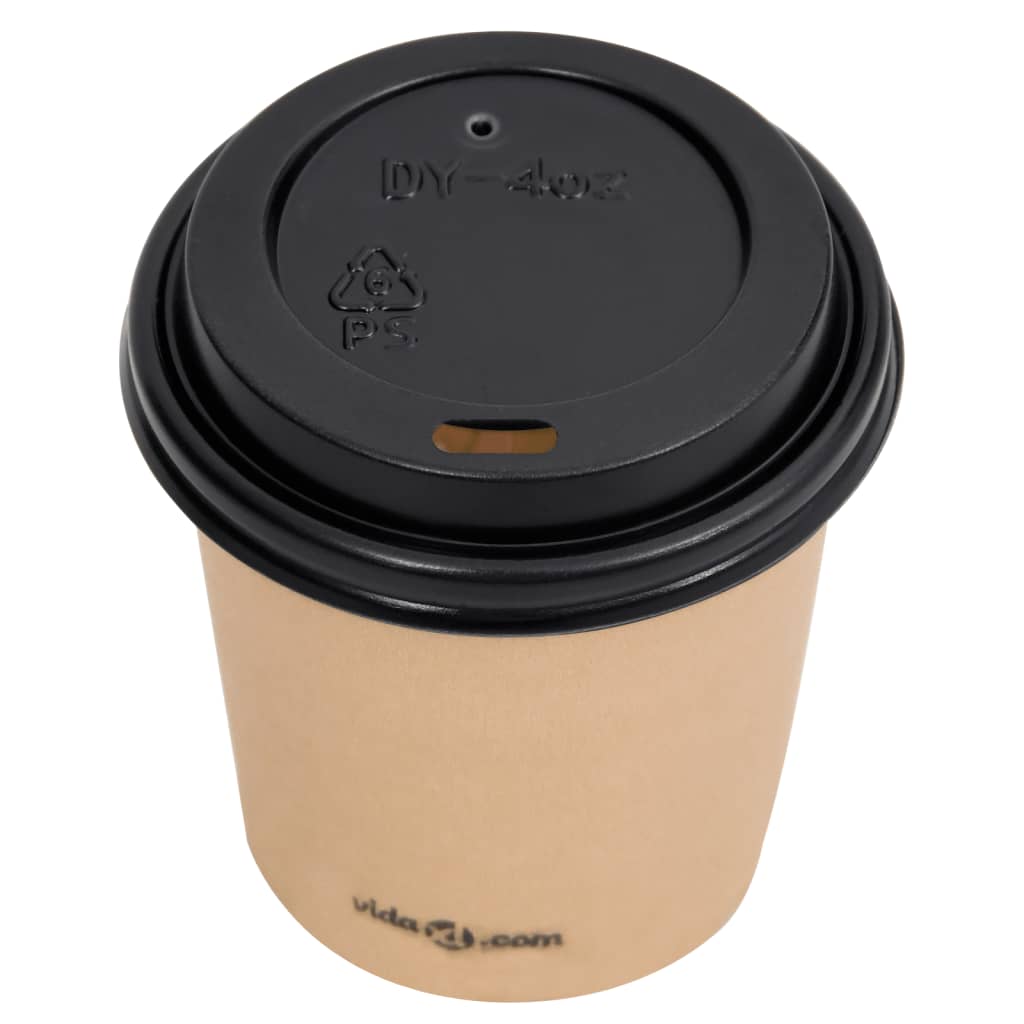 Coffee Paper Cups With Lids 100 Pcs