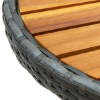 Tea Table Grey 60 cm Poly Rattan and Solid Acacia Wood
