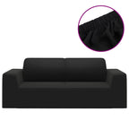 2-Seater Stretch Couch Slipcover Black Polyester Jersey