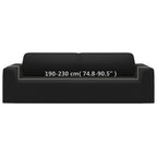 3-Seater Stretch Couch Slipcover Black Polyester Jersey
