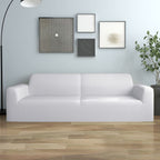 3-Seater Stretch Couch Slipcover White Polyester Jersey