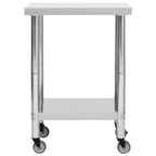 Kitchen Work Table with Wheels 60x45x85 cm Stainless Steel