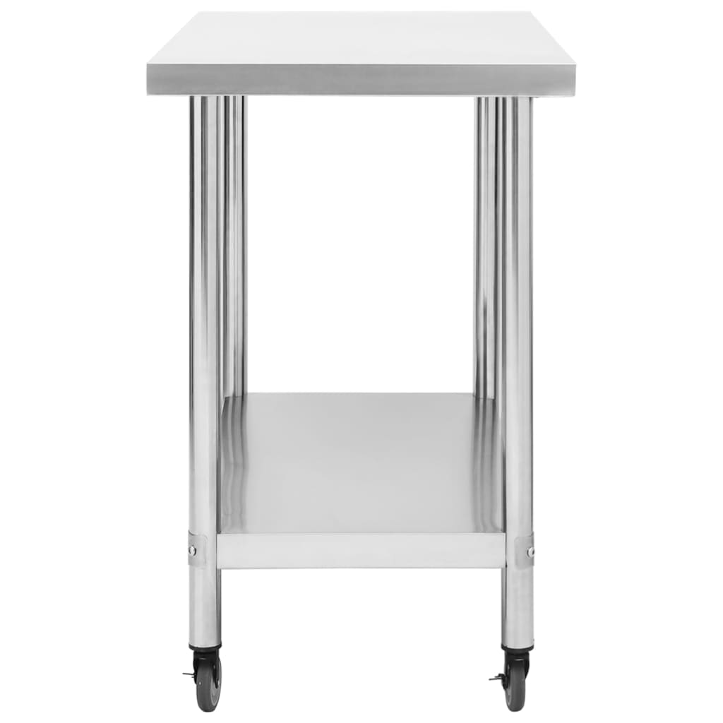 Kitchen Work Table with Wheels 100x45x85 cm Stainless Steel
