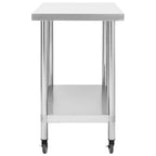 Kitchen Work Table with Wheels 100x45x85 cm Stainless Steel