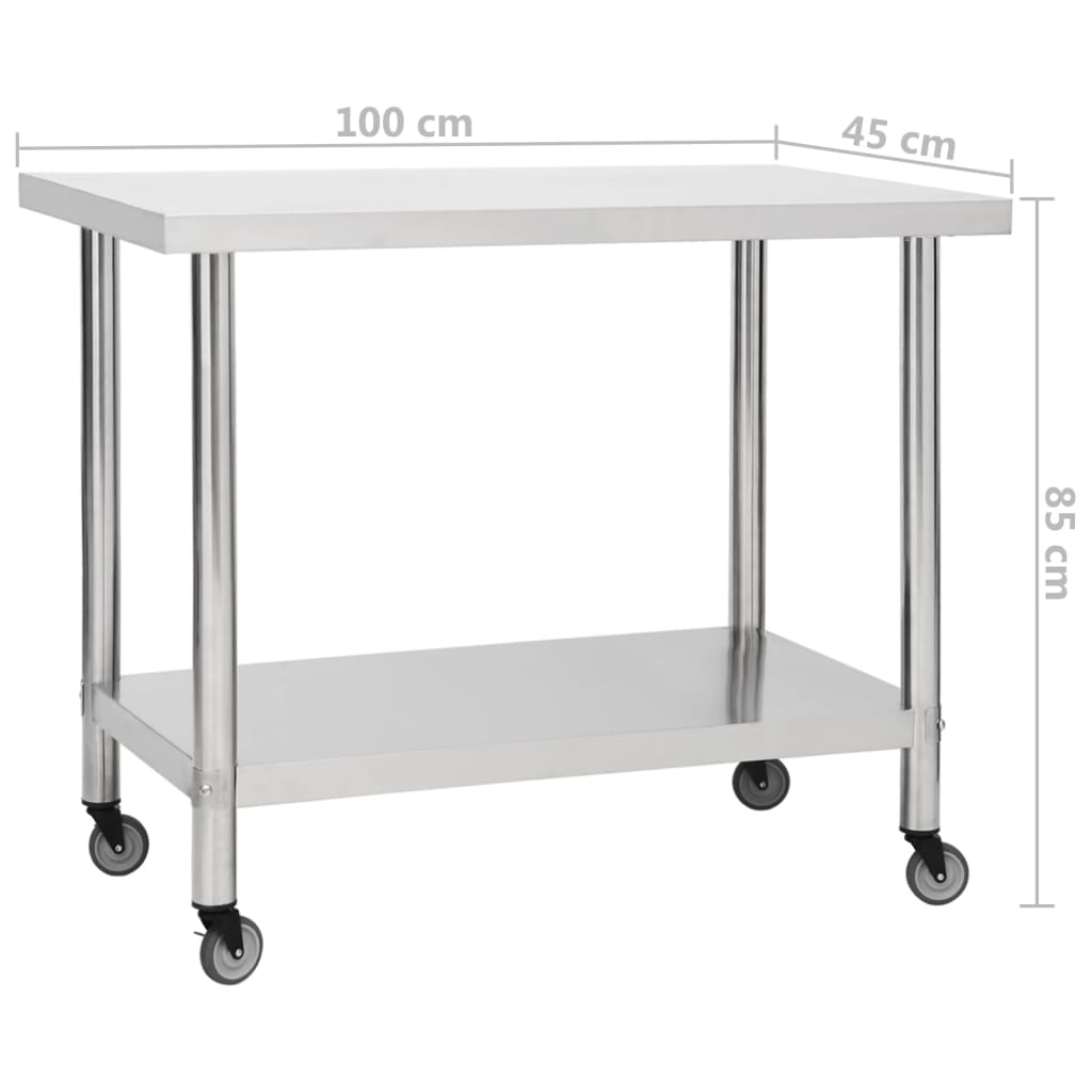 Kitchen Work Table With Wheels Stainless Steel