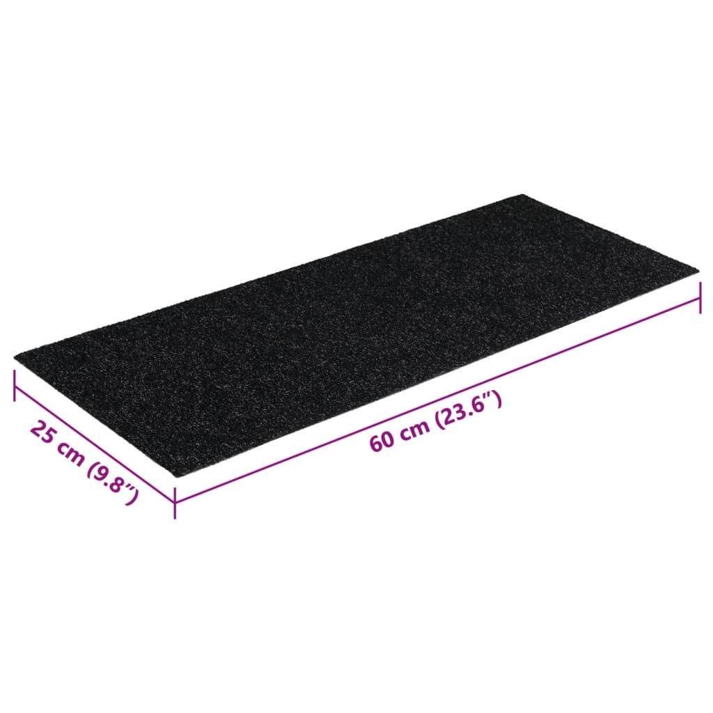 Stair Mats Self-adhesive 15 pcs 60x25 cm Black Rectangular