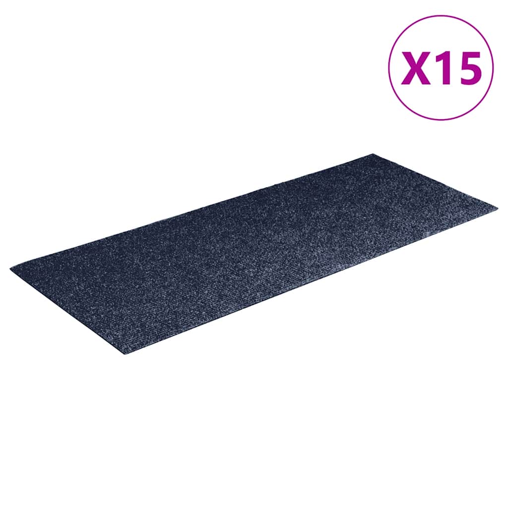 Stair Mats Self-adhesive 15 pcs 60x25 cm Grey Blue Rectangular