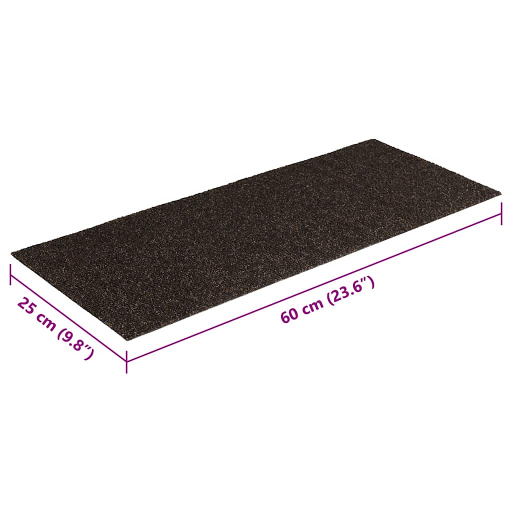 Stair Mats Self-adhesive 15 pcs 60x25 cm Dark Brown Rectangular