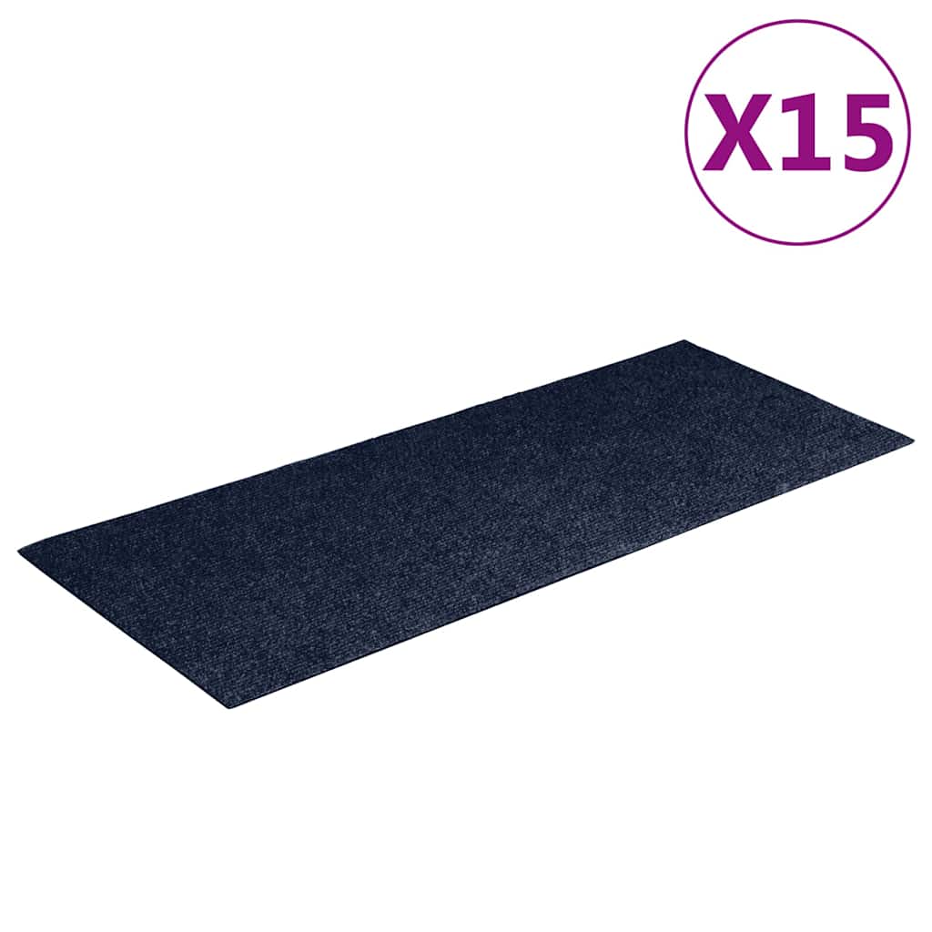 Stair Mats Self-adhesive 15 pcs 60x25 cm Navy Rectangular
