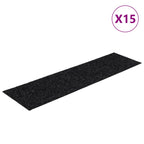 Stair Mats Self-adhesive 15 pcs 76x20 cm Black Rectangular
