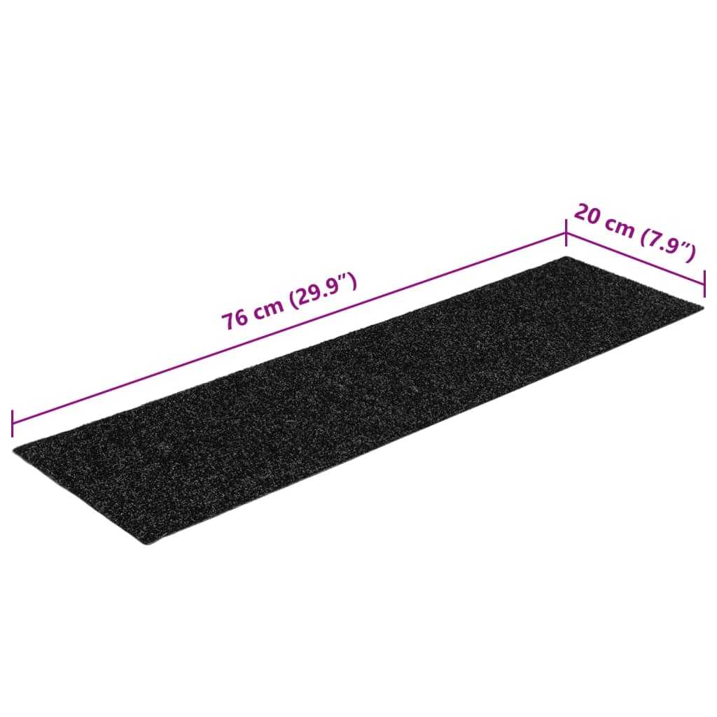 Stair Mats Self-adhesive 15 pcs 76x20 cm Black Rectangular