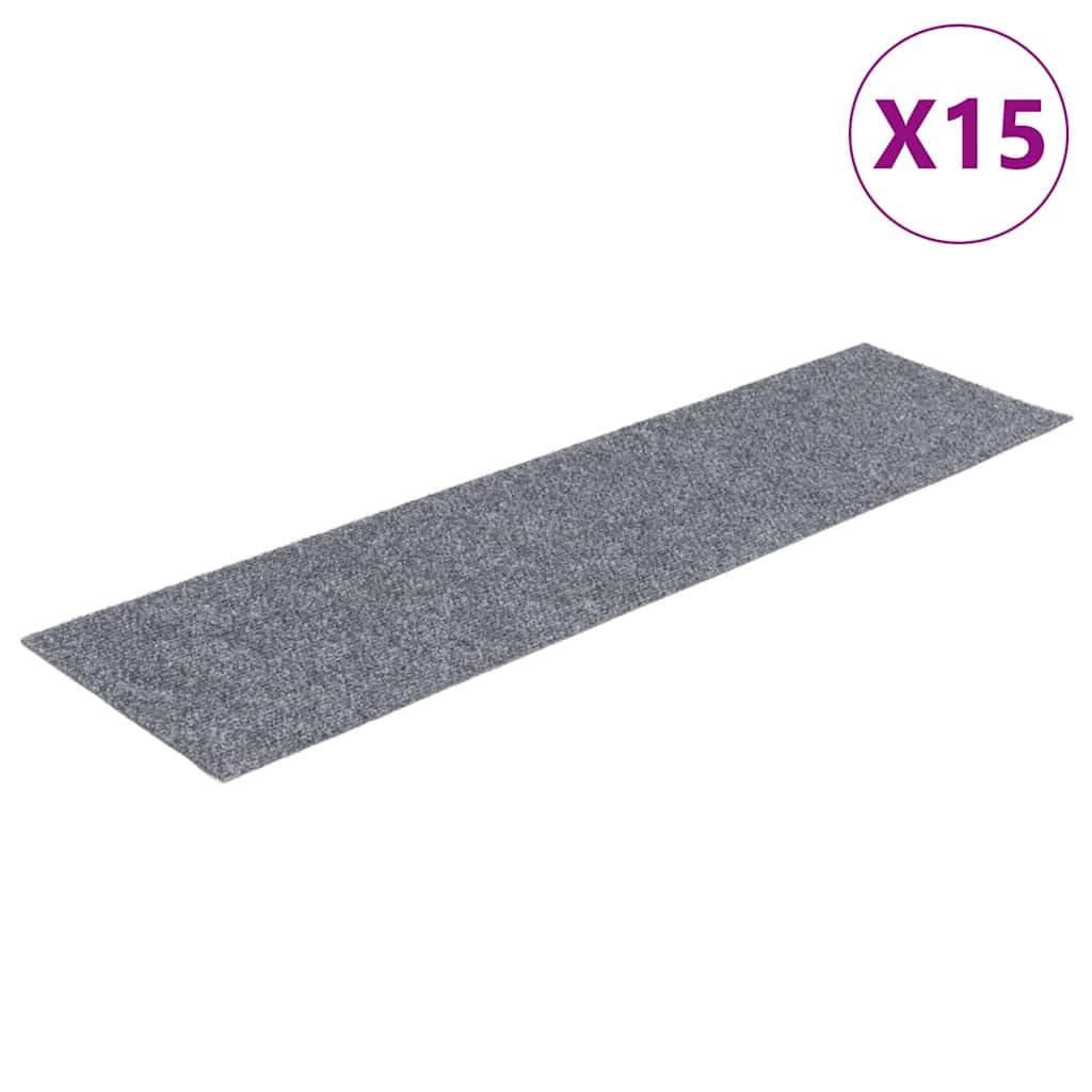 Stair Mats Self-adhesive 15 pcs 76x20 cm Light Grey Rectangular
