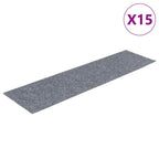 Stair Mats Self-adhesive 15 pcs 76x20 cm Light Grey Rectangular