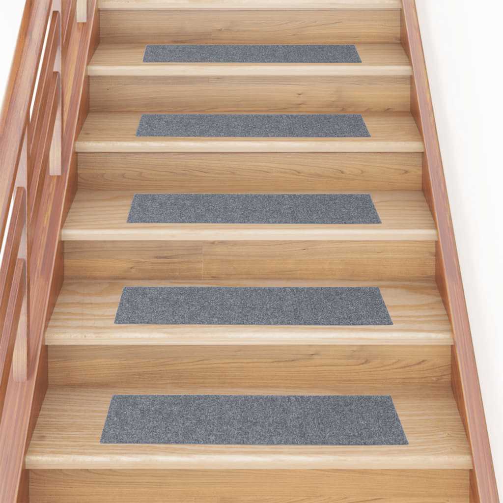 Stair Mats Self-adhesive 15 pcs 76x20 cm Light Grey Rectangular