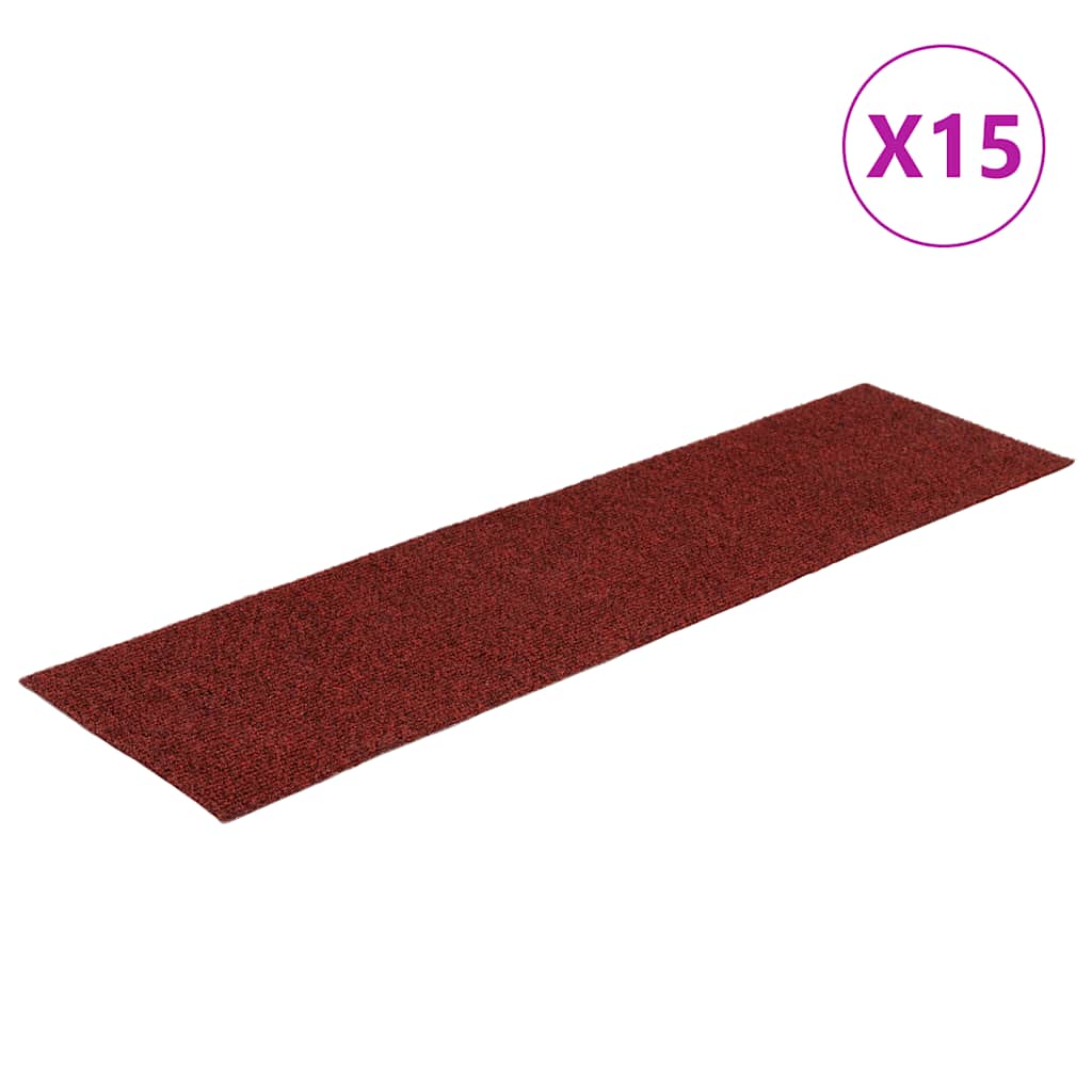 Stair Mats Self-adhesive 15 pcs 76x20 cm Bordeaux Red Rectangular
