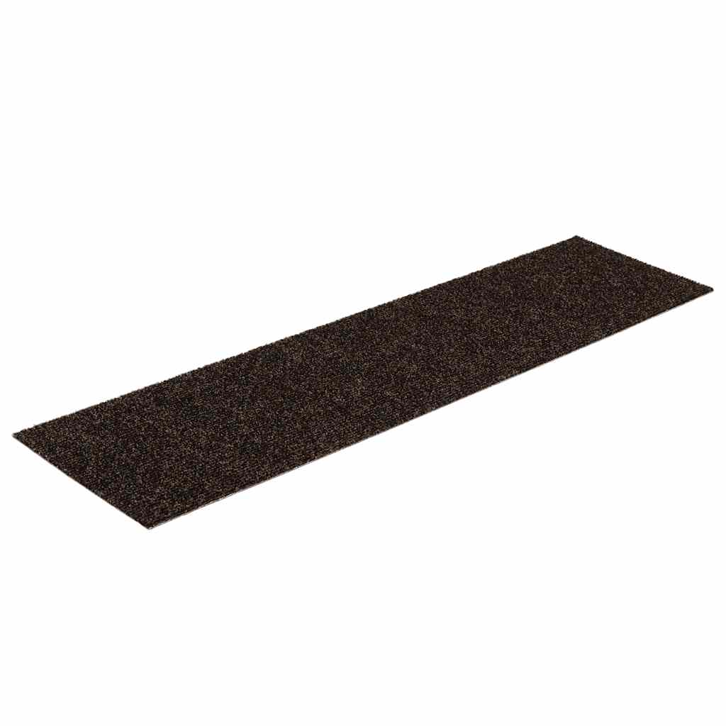 Stair Mats Self-adhesive 15 pcs 76x20 cm Dark Brown Rectangular