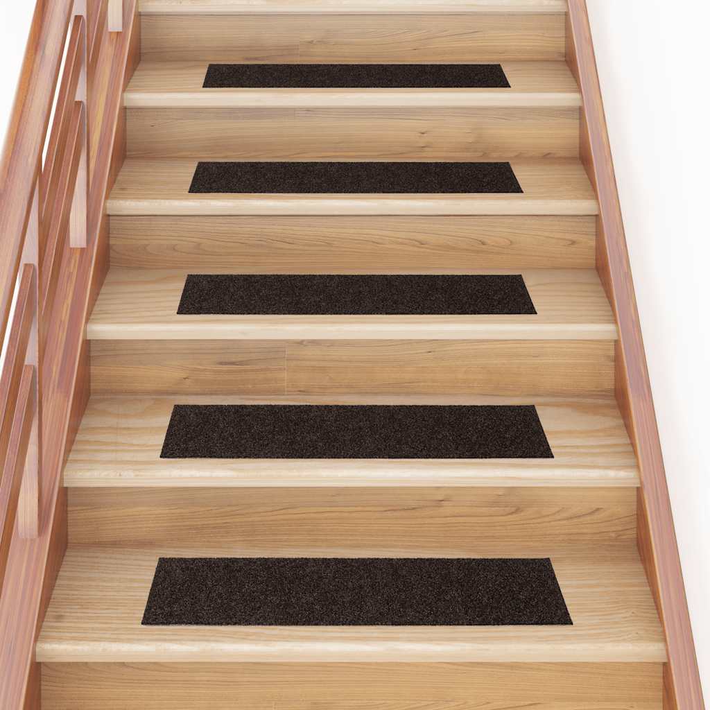 Stair Mats Self-adhesive 15 pcs 76x20 cm Dark Brown Rectangular