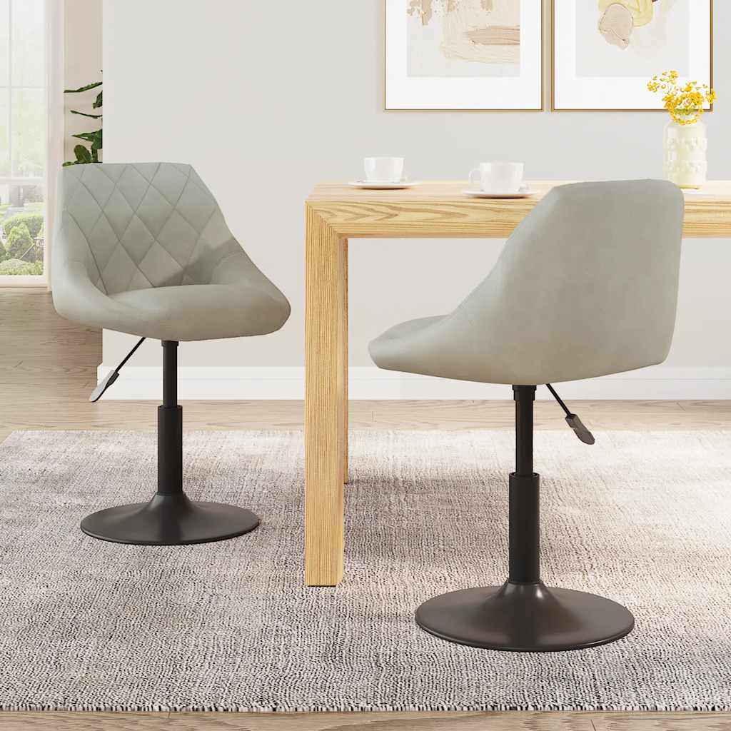 Swivel Dining Chairs 2 pcs Light Grey Velvet