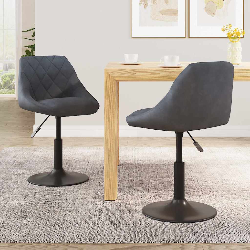 Swivel Dining Chairs 2 pcs Dark Grey Velvet