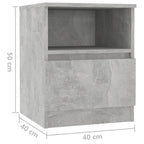 Bed Cabinet Concrete Grey 40x40x50 cm Engineered Wood