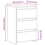 Bed Cabinets 2 pcs White 40x35x62.5 cm Engineered Wood