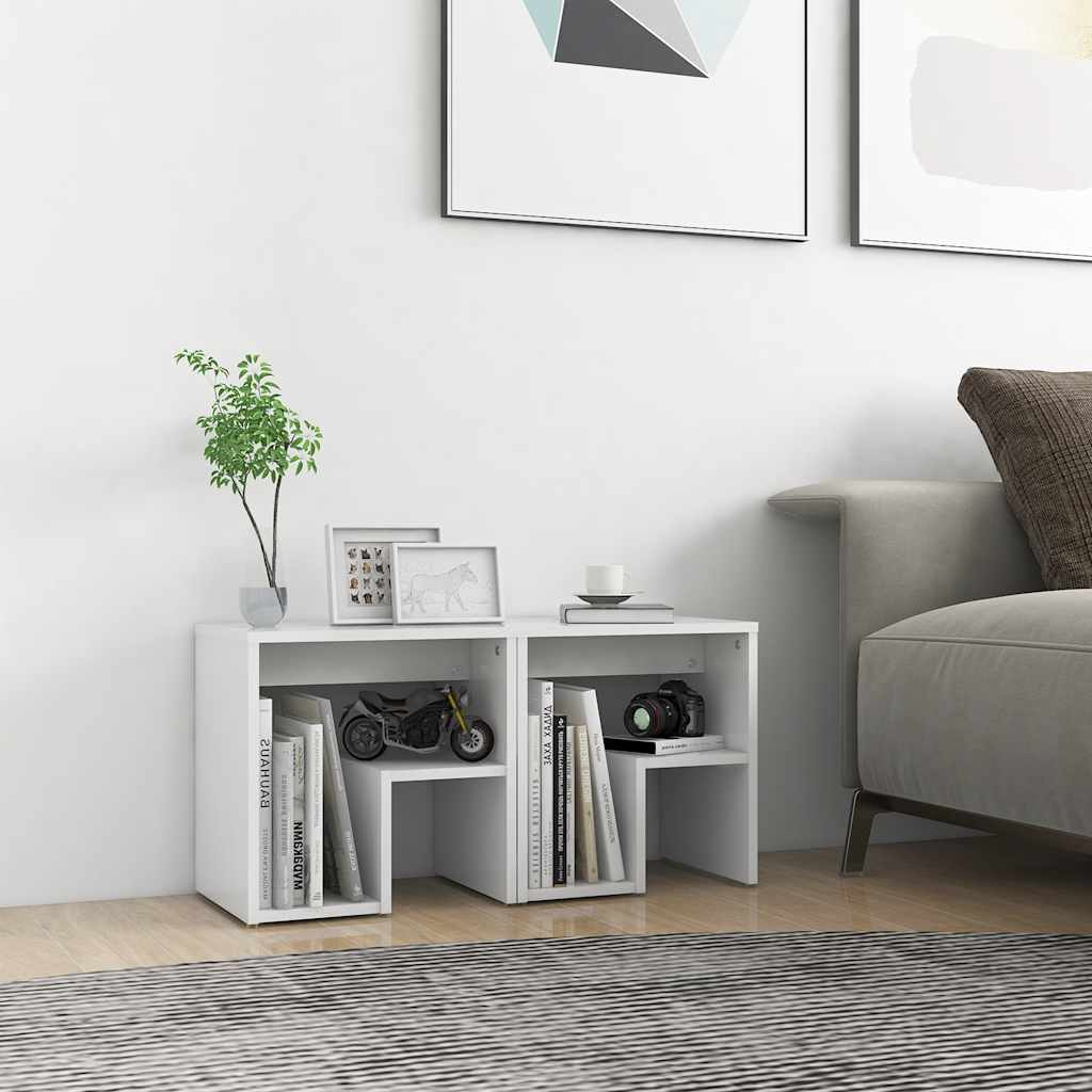 Bed Cabinets 2 pcs White 40x30x40 cm Engineered Wood