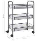 3-Tier Kitchen Trolley Grey 46x26x64 cm Iron