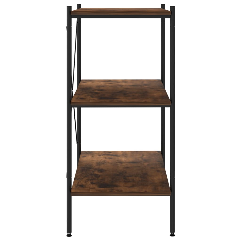 3-Tier Shelving Unit Black and Dark Wood 80x40x92 cm