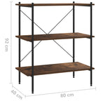 3-Tier Shelving Unit Black and Dark Wood 80x40x92 cm