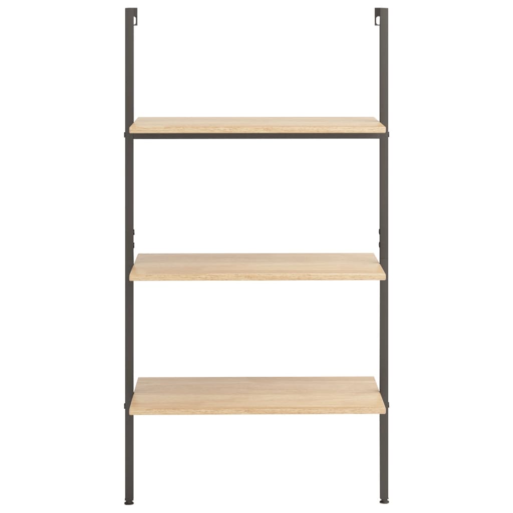 3-Tier Leaning Shelf Light Brown and Black 64x35x120.5 cm