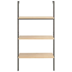 3-Tier Leaning Shelf Light Brown and Black 64x35x120.5 cm