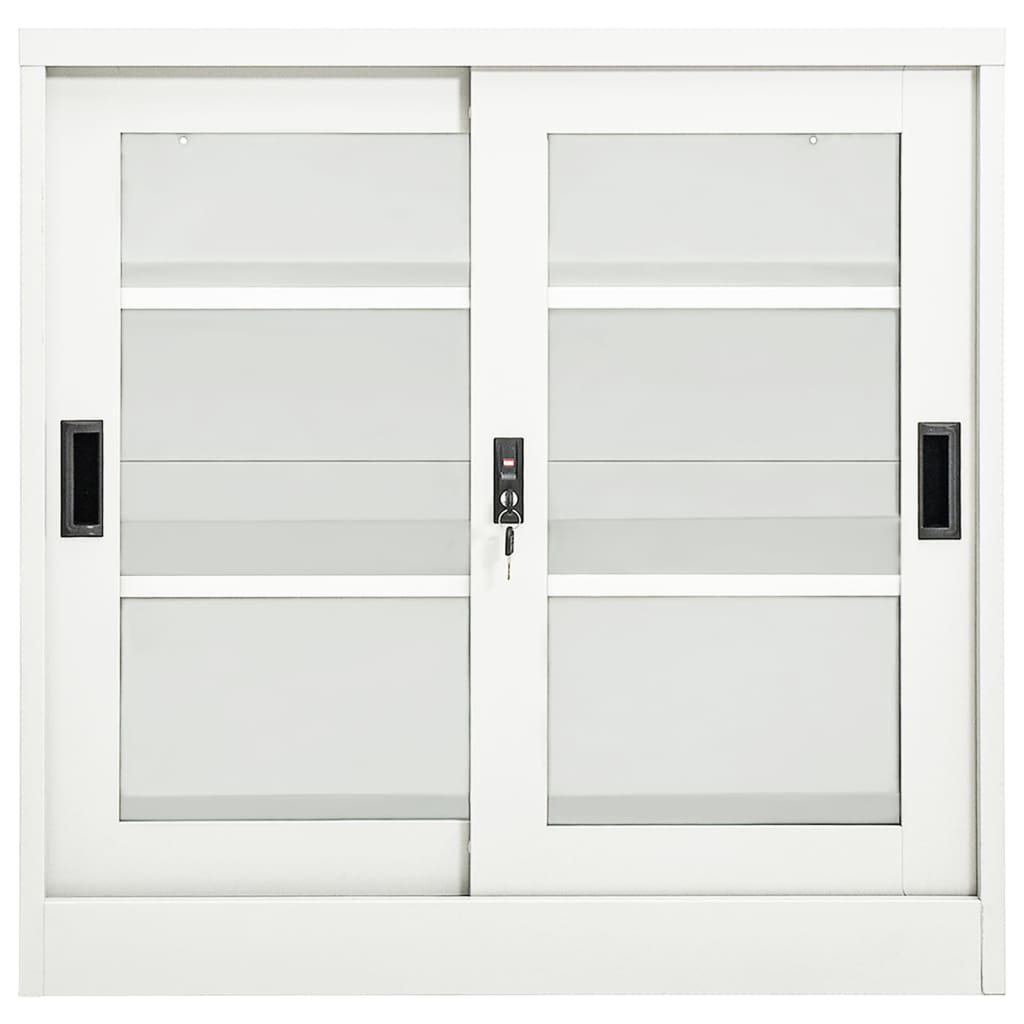 Sliding Door Cabinet White 90x40x90 cm Steel