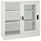 Sliding Door Cabinet Light Grey 90x40x90 cm Steel