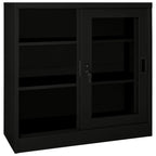 Sliding Door Cabinet Black 90x40x90 cm Steel