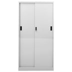 Office Cabinet with Sliding Door Light Grey 90x40x180 cm Steel