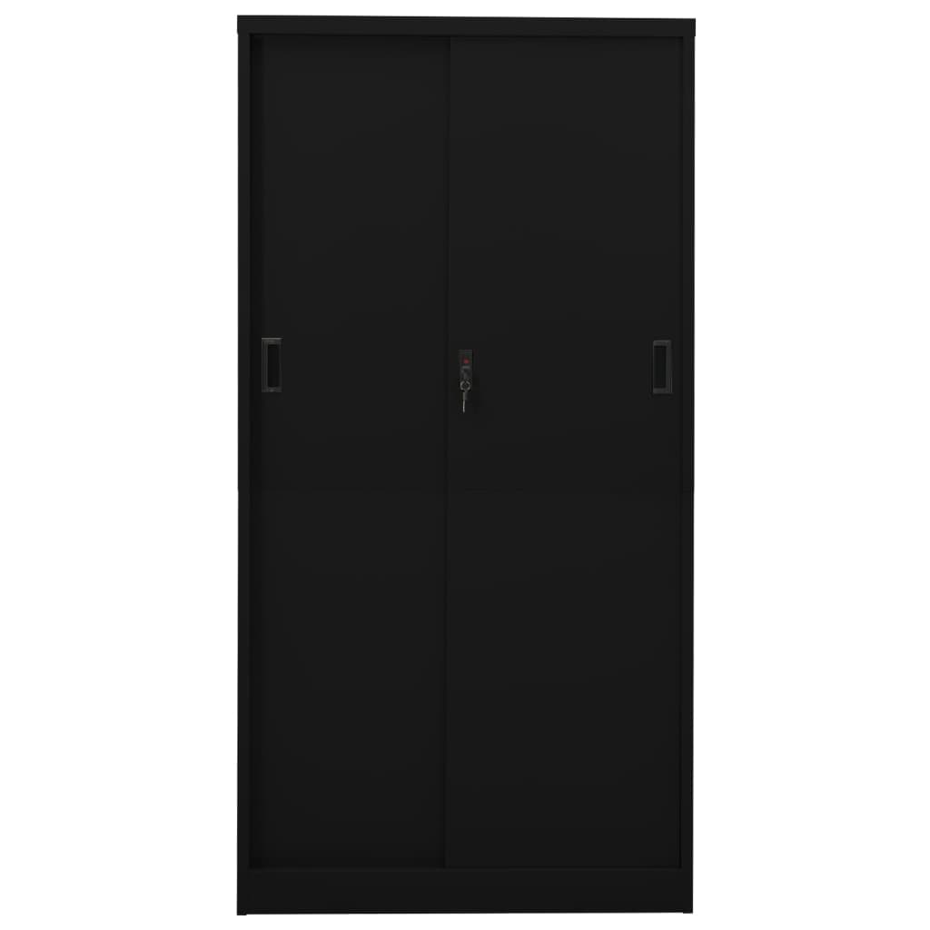 Office Cabinet with Sliding Door Black 90x40x180 cm Steel