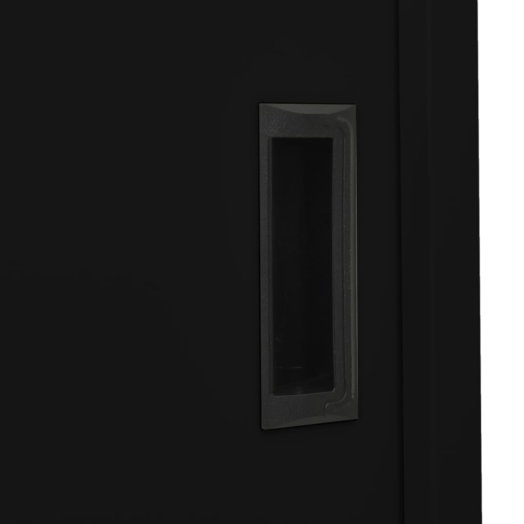 Office Cabinet with Sliding Door Black 90x40x180 cm Steel