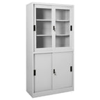 Office Cabinet with Sliding Door Light Grey 90x40x180 cm Steel