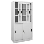 Office Cabinet with Sliding Door Light Grey 90x40x180 cm Steel