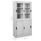Office Cabinet with Sliding Door Light Grey 90x40x180 cm Steel