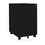 Mobile File Cabinet Black 39x45x67 cm Steel